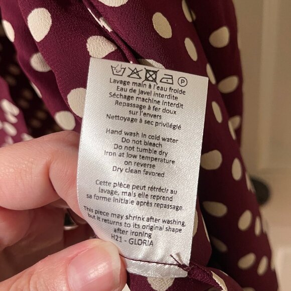 Rouje Gloria Burgundy Red Polka Dot Wrap Skirt 44 12 - Picture 4 of 8